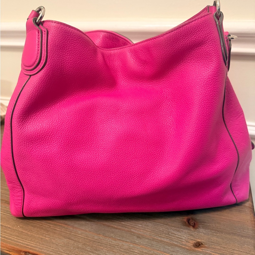 Coach Edie 31 Fuchsia Leather Hobo Bag - Picture 2 of 9